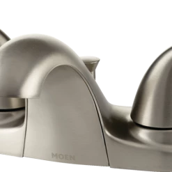 Moen® Adler Double Handle Low Arc 4-in Centerset Bathroom Sink Faucet, WaterSense® Certified, Brushed Nickel