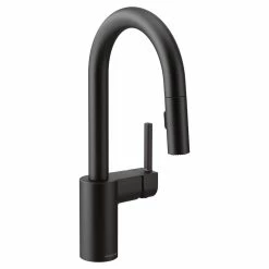 Moen® Align Single Handle High Arc Pull Down Sprayer Kitchen Faucet With Reflex & Power Clean, Matte Black