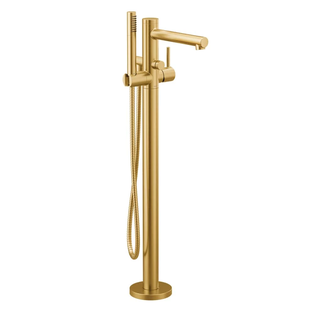 Moen® Align Single Handle Freestanding Bathtub Filler Faucet With Hand Shower, Brushed Gold 1 Moen® Align Single Handle Freestanding Bathtub Filler Faucet With Hand Shower, Brushed Gold