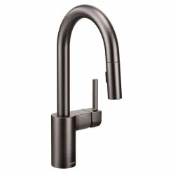 Moen® Align Single Handle High Arc Pull Down Spot-Resist Sprayer Kitchen Faucet With Power Clean, Black Stainless Steel