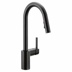 Moen® Align Single Handle High Arc Modern Pull Down Sprayer Kitchen Faucet With Power Clean, Matte Black
