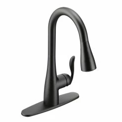 Moen® Arbor Single Handle Modern Pull Down Kitchen Faucet With Reflex & Power Clean, Matte Black