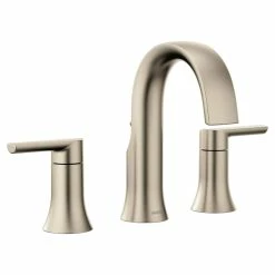 Moen® Doux Double Handle High Arc Widespread Bathroom Sink Faucet, WaterSense® Certified, Brushed Nickel