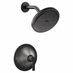 Moen Doux Posi-Temp Pressure Balancing Shower Trim Kit With 7-in Eco-Performance Rainshower, Valve Required, Matte Black