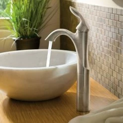 Moen® Eva Single Handle High Arc Single Hole Bathroom Sink Faucet, WaterSense® Certified, Brushed Gold -Moen's Home Comforts moen eva 1 handle 1 hole lavatory faucet brushed nickel 85347103 3e54 4ed4 af22 f7a41975a0f8