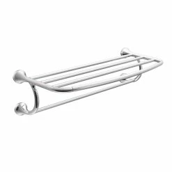 Moen EVA Wide Towel Shelf With Towel Bar, Chrome, 24-in