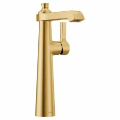 Moen® Flara Single Handle High Arc Vessel Single Hole Bathroom Sink Faucet, WaterSense® Certified, Brushed Gold