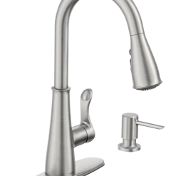 Moen® Hadley Single Handle Pull Down Kitchen Faucet & Soap Dispenser, Brushed Nickel