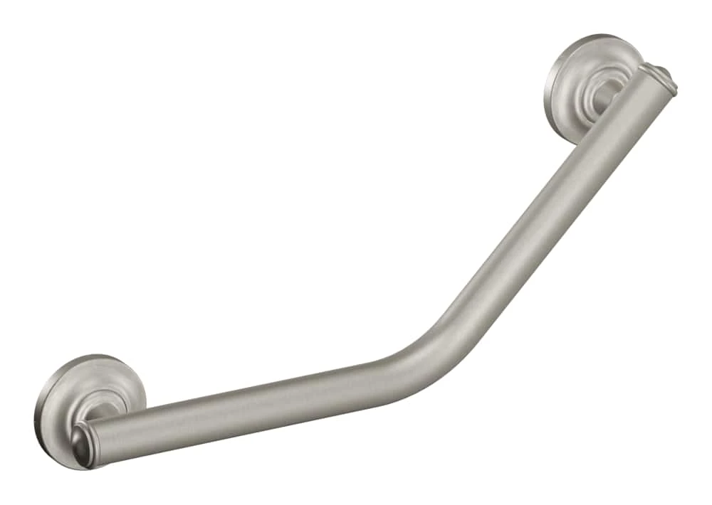 Moen® Home Care Angled Safety Bathroom Grab Bar With Grip Pad, Brushed Nickel, 1.25x16-in 2 Moen® Home Care Angled Safety Bathroom Grab Bar With Grip Pad, Brushed Nickel, 1.25x16-in - Image 2