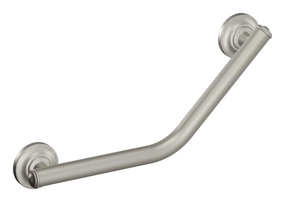 Moen® Home Care Angled Safety Bathroom Grab Bar With Grip Pad, Brushed Nickel, 1.25x16-in 1 Moen® Home Care Angled Safety Bathroom Grab Bar With Grip Pad, Brushed Nickel, 1.25x16-in