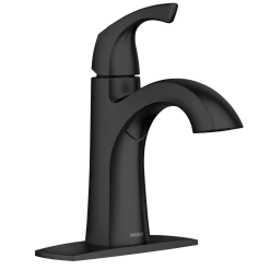 Moen® Lindor Single Handle High Arc Single Hole 4-in Centerset Bathroom Sink Faucet, WaterSense® Certified, Matte Black