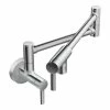 Moen® Modern Double Handle Wall Mount Swing Arm Pot Filler Kitchen Faucet, Chrome