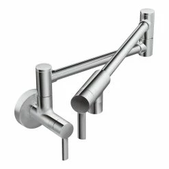 Moen® Modern Double Handle Wall Mount Swing Arm Pot Filler Kitchen Faucet, Chrome