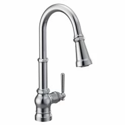 Moen® Paterson Single Handle High Arc Single Mount Pull Down Kitchen Faucet With Power Boost, Chrome