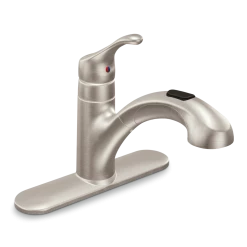 Moen® Renzo Single Handle Low Arc Pull Out Kitchen Faucet, Chrome