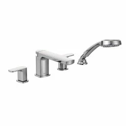 Moen Rizon 2-Handle Diverter Roman Tub Faucet, Includes Handshower,, Valve Required, Chrome