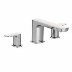 Moen Rizon 2-Handle Deck Mount Modern Roman Tub Faucet Trim, Valve Required, Chrome
