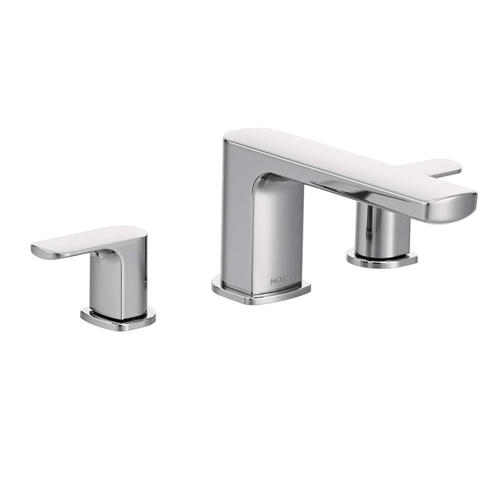 Moen Rizon 2-Handle Deck Mount Modern Roman Tub Faucet Trim, Valve Required, Chrome 1 Moen Rizon 2-Handle Deck Mount Modern Roman Tub Faucet Trim, Valve Required, Chrome