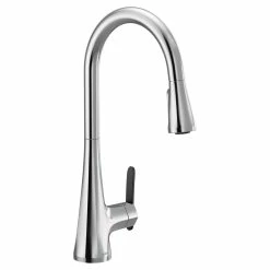 Moen® Sinema Single Handle High Arc Pull Down Kitchen Faucet With Power Boost, Chrome