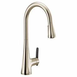 Moen® Sinema Single Handle High Arc Pull Down Kitchen Faucet, Polished Nickel