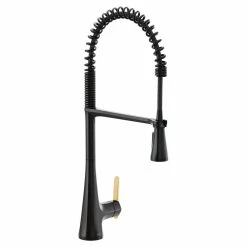 Moen® Sinema Single Handle High Arc Pre-Rinse Spring Pull Down Kitchen Faucet, Matte Black