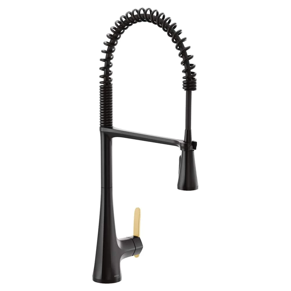 Moen® Sinema Single Handle High Arc Pre-Rinse Spring Pull Down Kitchen Faucet, Matte Black 1 Moen® Sinema Single Handle High Arc Pre-Rinse Spring Pull Down Kitchen Faucet, Matte Black