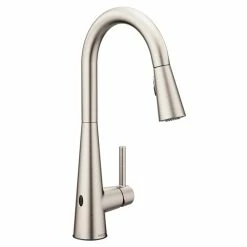 Moen® Sleek U Single Handle High Arc Modern Pull Down Sprayer Kitchen Faucet With MotionSense & Power Clean, Stainless Steel