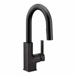Moen® STO Single Handle High Arc Pull Down Sprayer Kitchen Faucet With Power Clean, Matte Black