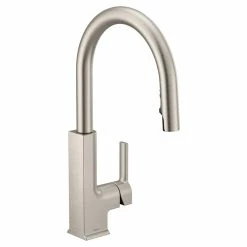 Moen® STO Single Handle High Arc Pull Down Spot-Resist Sprayer Kitchen Faucet With Power Clean, Stainless Steel