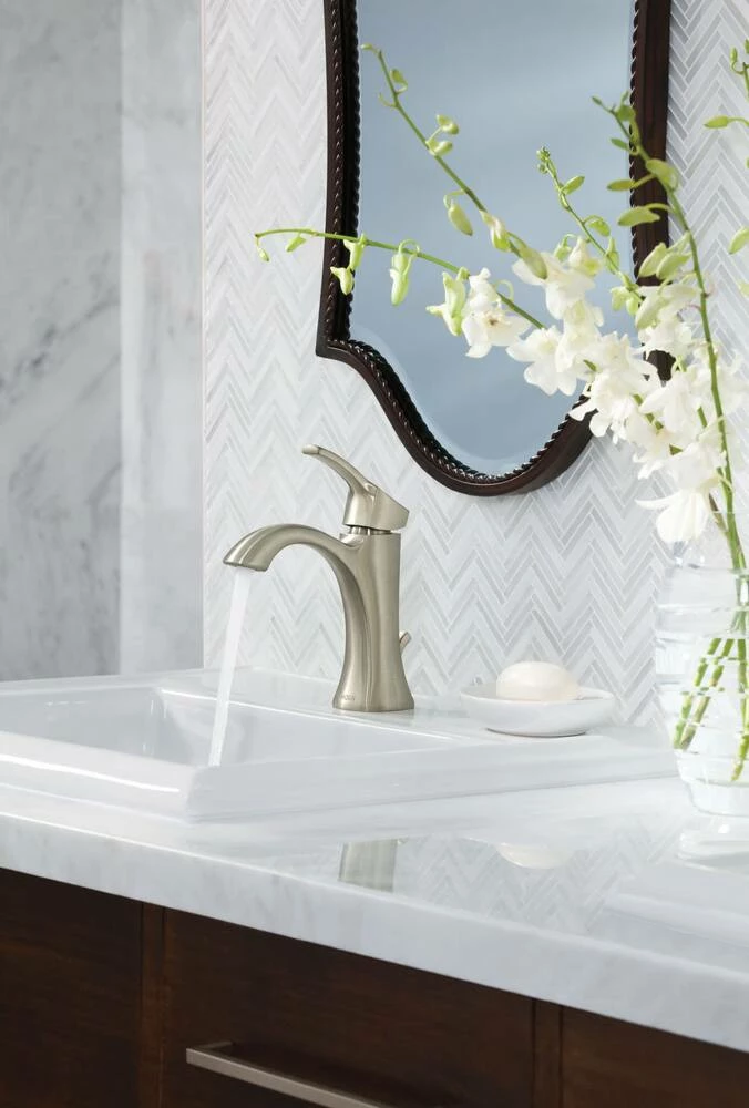 Moen® Voss Single Handle High Arc Single Hole Bathroom Sink Faucet, Brushed Nickel 5 Moen® Voss Single Handle High Arc Single Hole Bathroom Sink Faucet, Brushed Nickel - Image 5