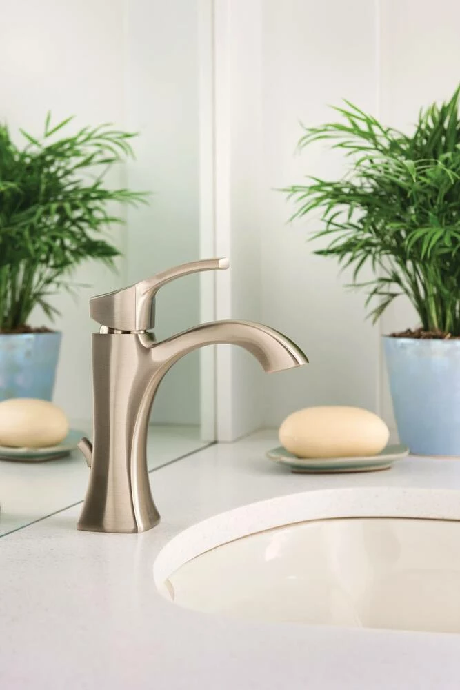 Moen® Voss Single Handle High Arc Single Hole Bathroom Sink Faucet, Brushed Nickel 4 Moen® Voss Single Handle High Arc Single Hole Bathroom Sink Faucet, Brushed Nickel - Image 4