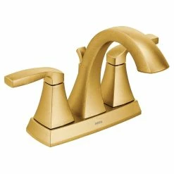 Moen® Voss Double Handle 4-in Centerset Bathroom Sink Faucet, WaterSense® Certified, Brushed Gold