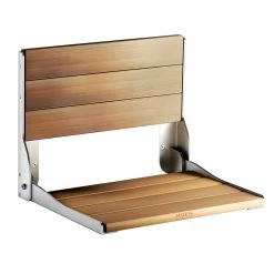 Moen Wall Mounted Aluminium Folding Shower Seat, Teak Wood