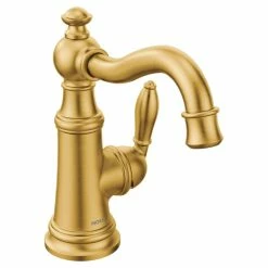 Moen® Weymouth Single Handle Single Hole Bathroom Sink Faucet, WaterSense® Certified, Brushed Gold