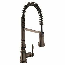 Moen® Weymouth Single Handle Pre-Rinse Spring Pull Down Sprayer Kitchen Faucet With Power Boost, Oil Rubbed Bronze