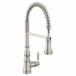 Moen® Weymouth Single Handle Spring Pull Down Spot-Resist Sprayer Kitchen Faucet With Power Boost, Stainless Steel
