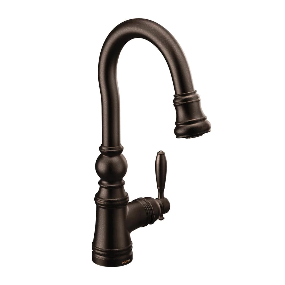 Moen® Weymouth Single Handle High Arc Pull Down Sprayer Kitchen Faucet With Power Clean, Oil Rubbed Bronze 1 Moen® Weymouth Single Handle High Arc Pull Down Sprayer Kitchen Faucet With Power Clean, Oil Rubbed Bronze