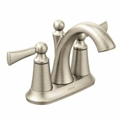 Moen® Wynford Double Handle High Arc 4-in Centerset Bathroom Sink Faucet, WaterSense® Certified, Brushed Nickel